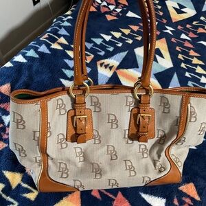 Dooney & Bourke Tan and Brown Shoulder Bag